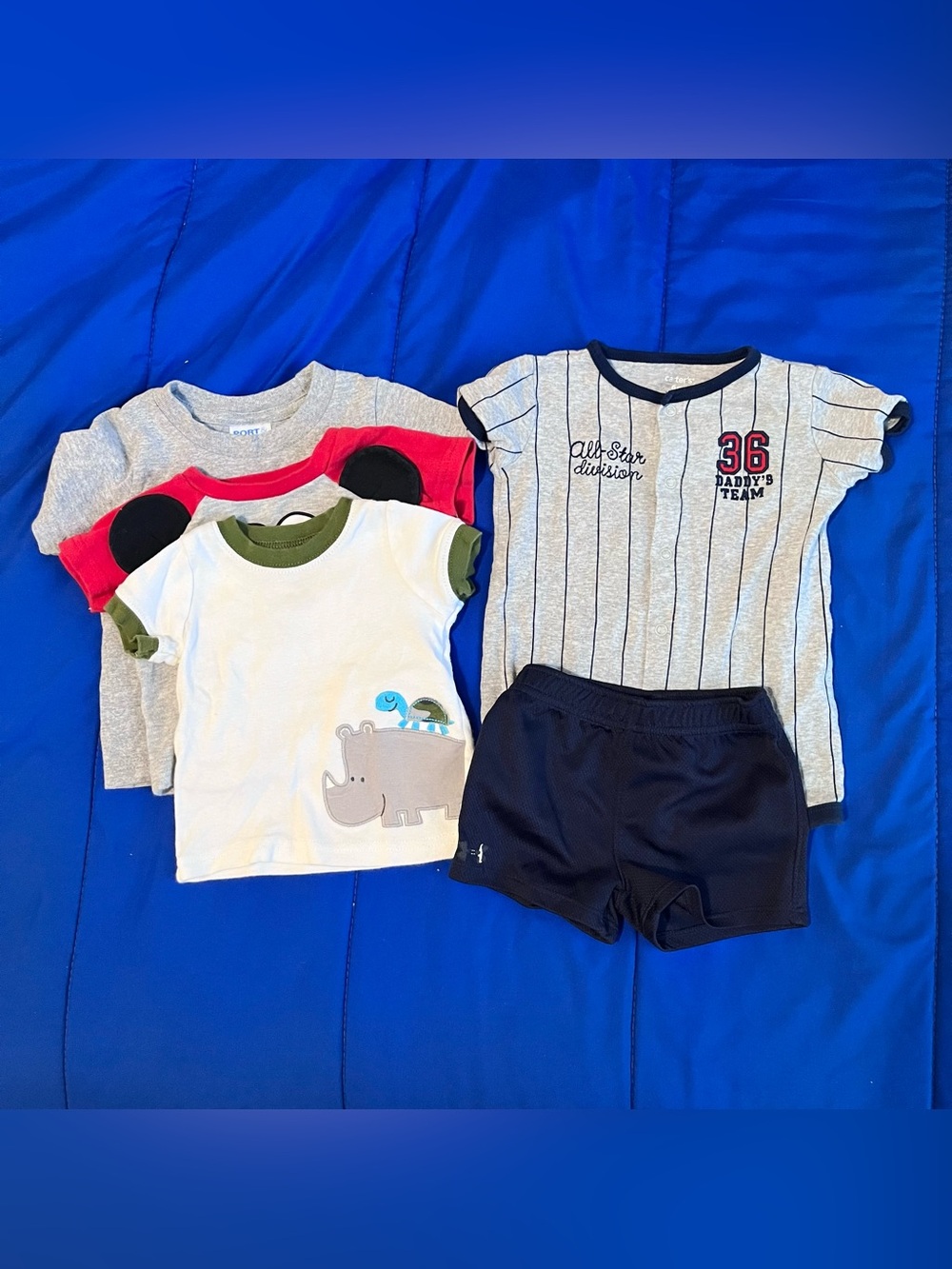 Baby Short Sleeve Shirts, Romper, Shorts Bundle 3-6 Months (5)